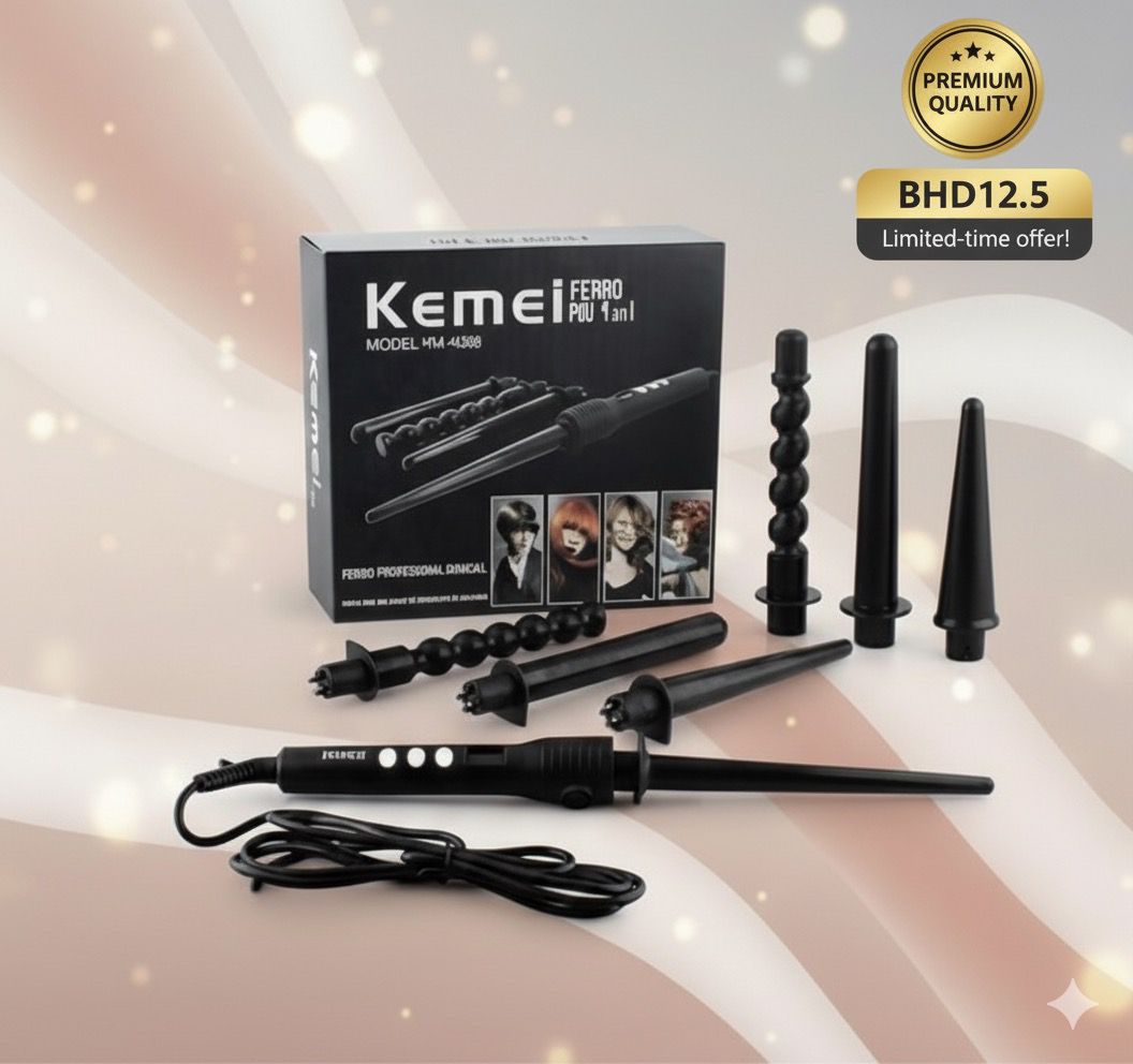 مجموعة تصفيف الشعر الرقمية 4 في 1 من كيمي فيرو برو | Kemei Ferro Pro 4-in-1 Digital Hairdressing Kit
