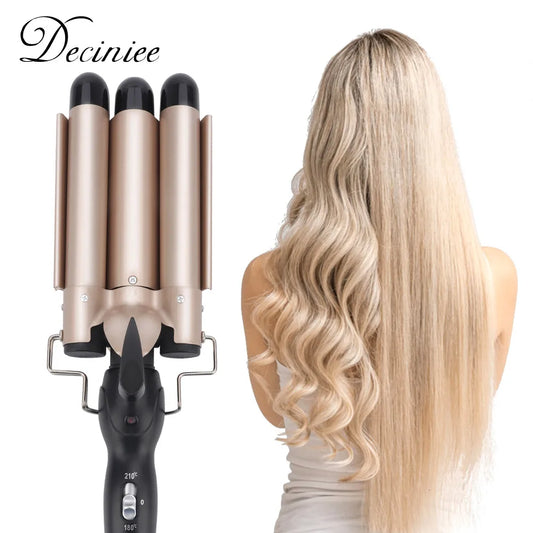 مكواة تجعيد الشعر التلقائية 3 براميل سيراميك | Automatic Perm Splint Ceramic Hair Curler 3 Barrels
