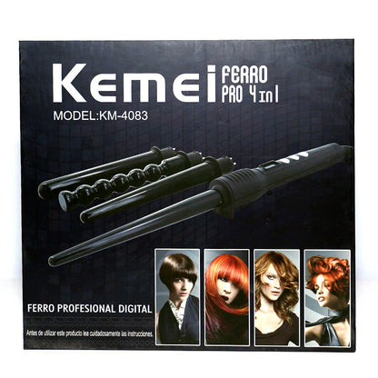 مجموعة تصفيف الشعر الرقمية 4 في 1 من كيمي فيرو برو | Kemei Ferro Pro 4-in-1 Digital Hairdressing Kit