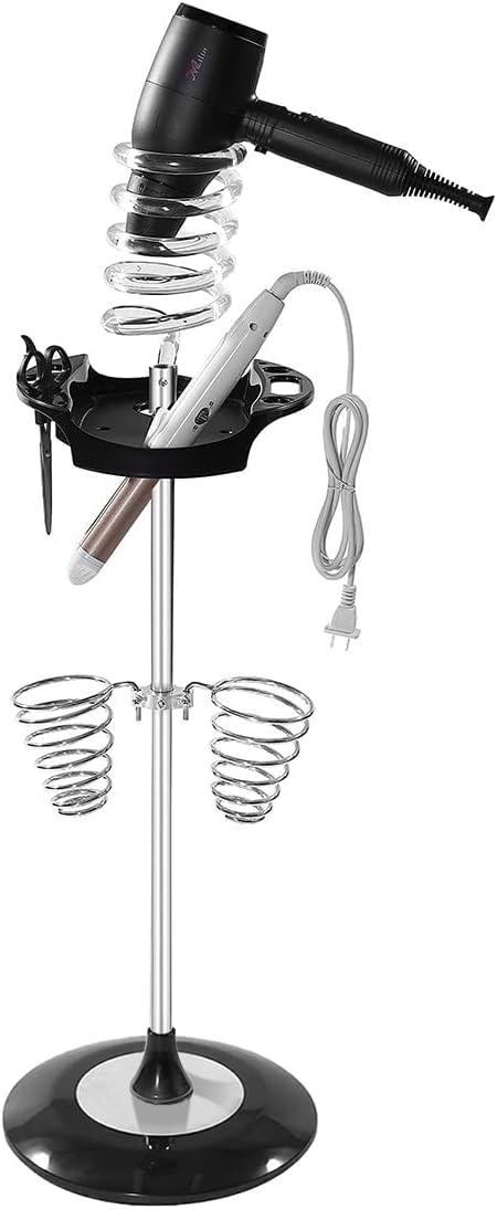 حامل مجفف الشعر مع صينية وحاملين لولبيين | Hair Dryer Stand with Tray Acrylic and Two Spiral Holders