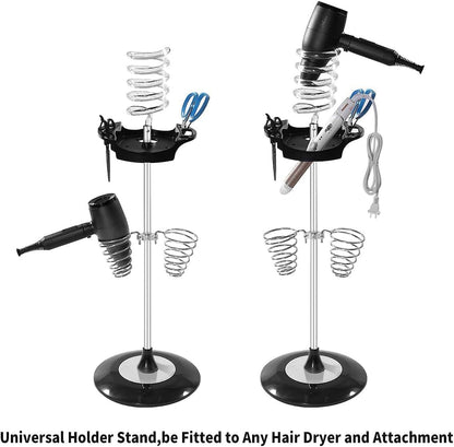 حامل مجفف الشعر مع صينية وحاملين لولبيين | Hair Dryer Stand with Tray Acrylic and Two Spiral Holders