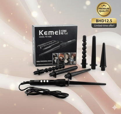 مجموعة تصفيف الشعر الرقمية 4 في 1 من كيمي فيرو برو | Kemei Ferro Pro 4-in-1 Digital Hairdressing Kit