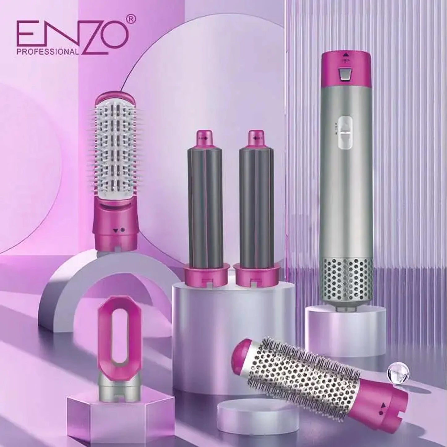 مجموعة إنزو 5 في 1 لتصفيف الشعر | Enzo 5-in-1 Multifunctional Hair Styler Set